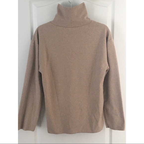 Zara Beige Soft Touch Long Sleeve Turtleneck Boxy High Low Sweater - Picture 3 of 7